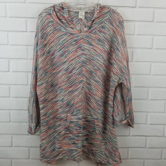 American Rag Sweaters - American Rag Hoodie Crochet Multicolor Top 1x